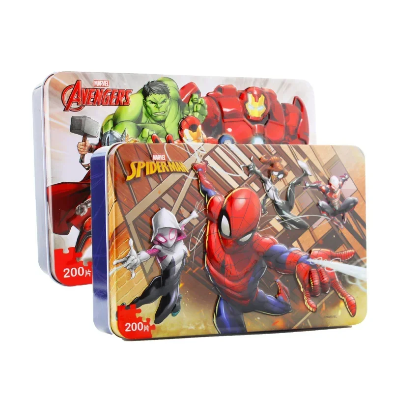 60 Pieces Of Iron Box Jigsaw Puzzle For Children In Spider-Man The Avengers To Teach Children Early Intellectual Toys Boy Giftst