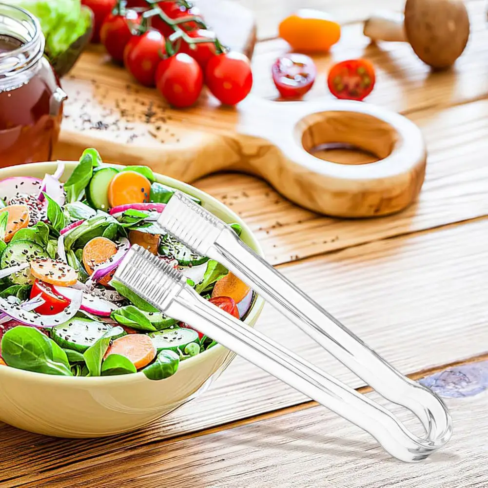 

10Pcs Acrylic Serving Tongs Clear Disposable Kitchen Utensils for Party Food Buffet 6.3 Inches Smooth Handle Anti-Slip Reusable