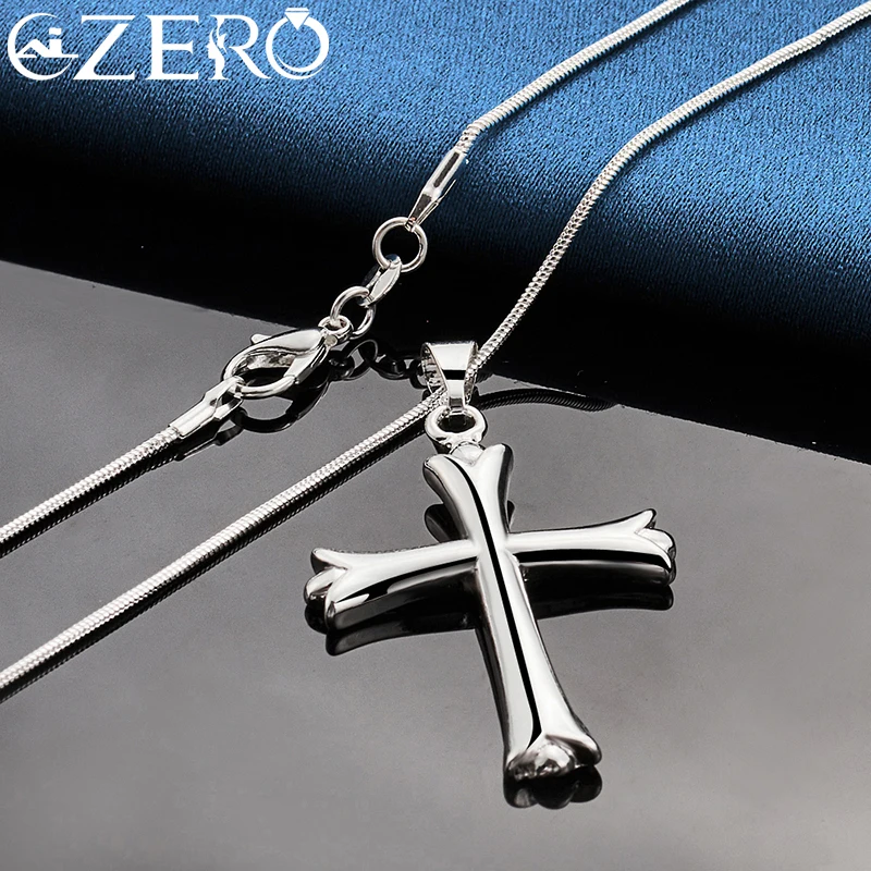 ALIZERO 925 Sterling Silver Cross Pendant Necklace 16-30 Inch Chain For Woman Man Fashion Classic Wedding Party Jewelry Gifts