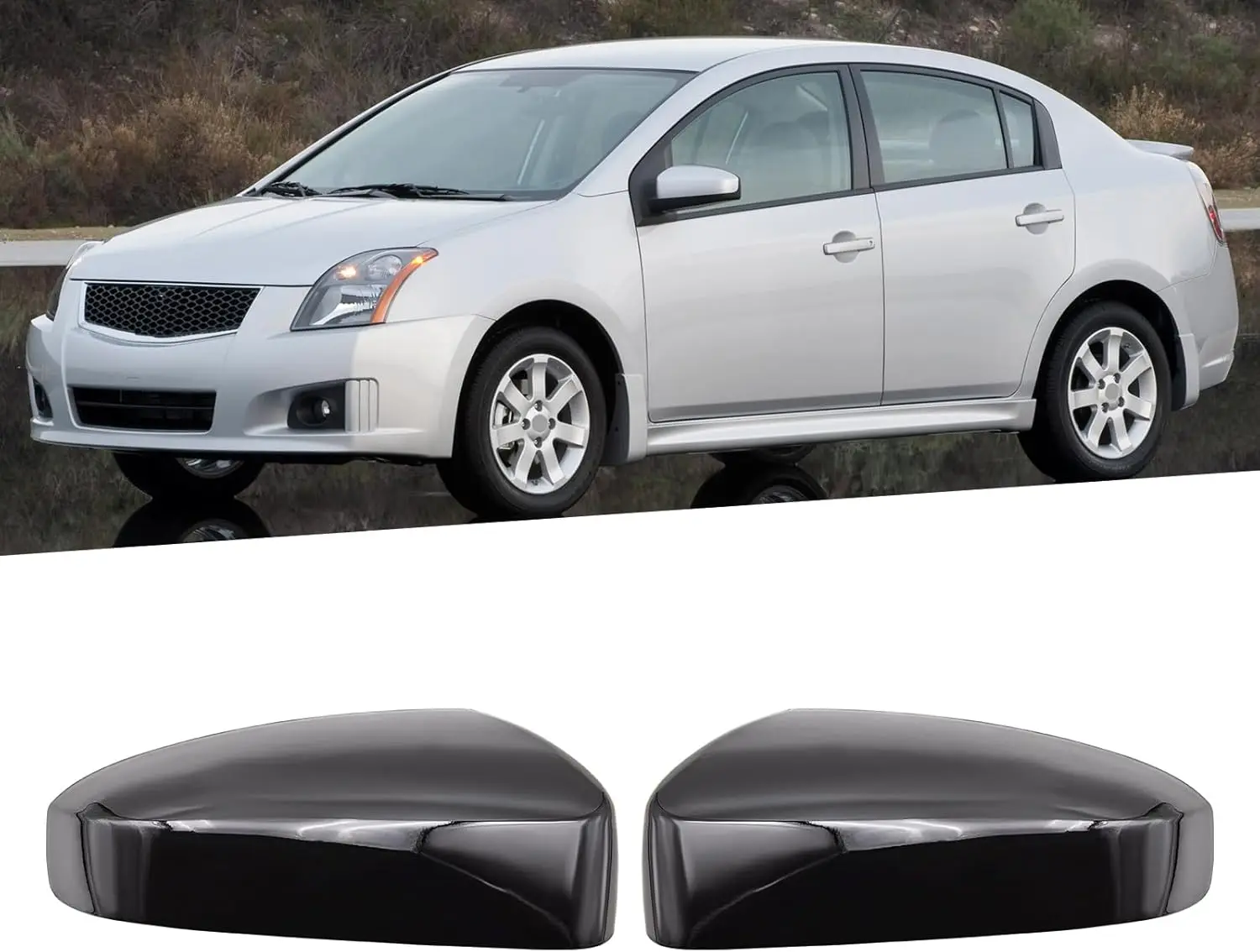 

Глянцевые черные накладки на боковые зеркала, совместимые с Nissan Sentra 2007-2012, прямая замена, левая и правая сторона