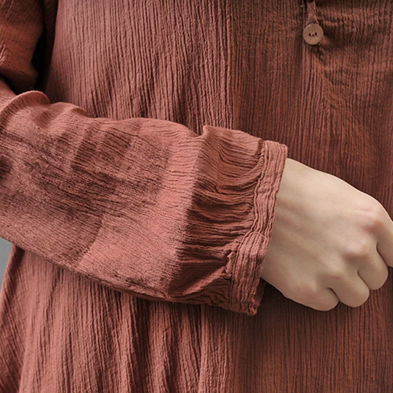 Abito ampio casual da donna moda primaverile tinta unita manica lunga abiti da donna oversize abito lungo Boho taglie forti