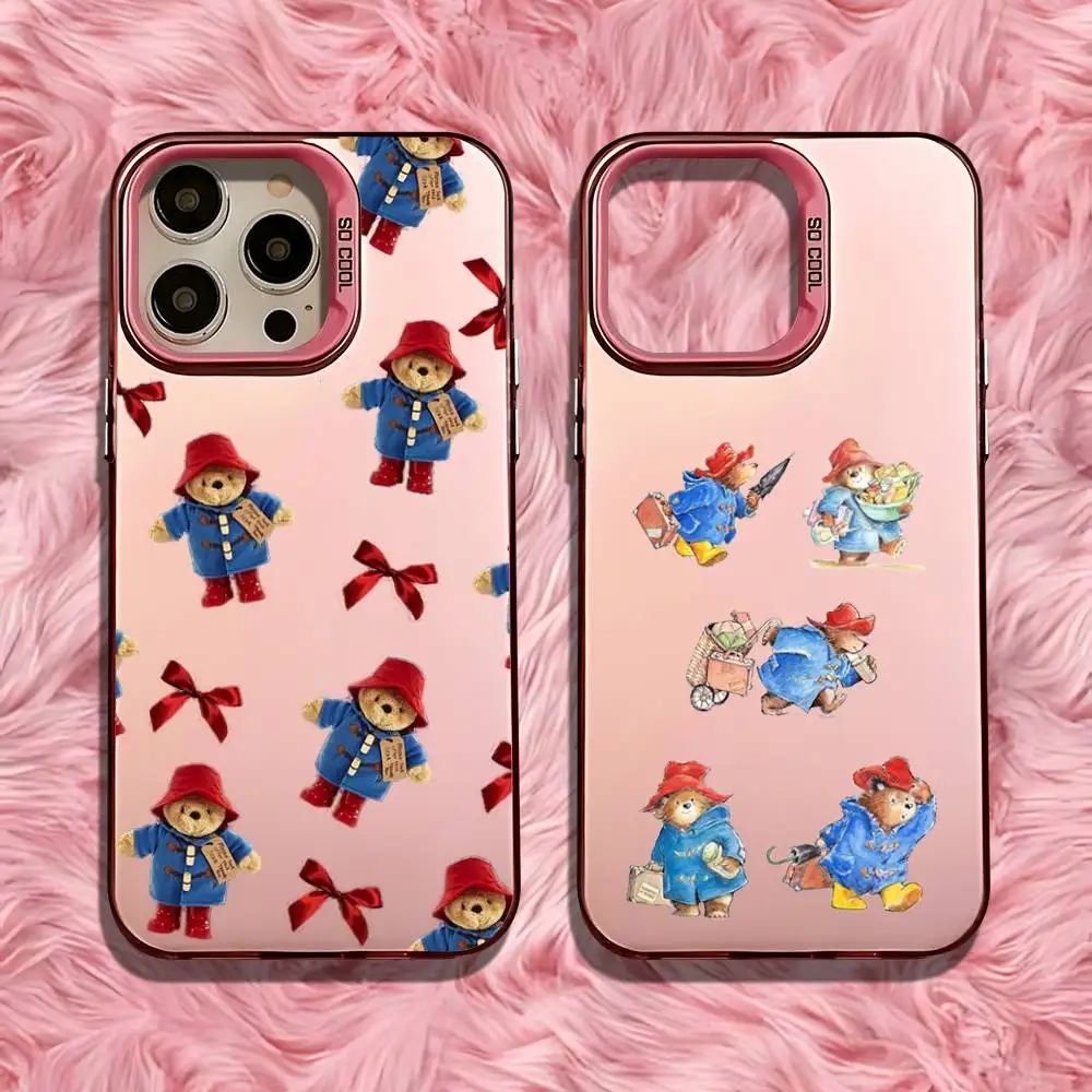 

P-Paddington Bear Film Phone Case For iPhone 16,15,14,13,12,11,Pro,Max,Plus,Mini,SE Anti Fall Pink Matte Hard Bumper