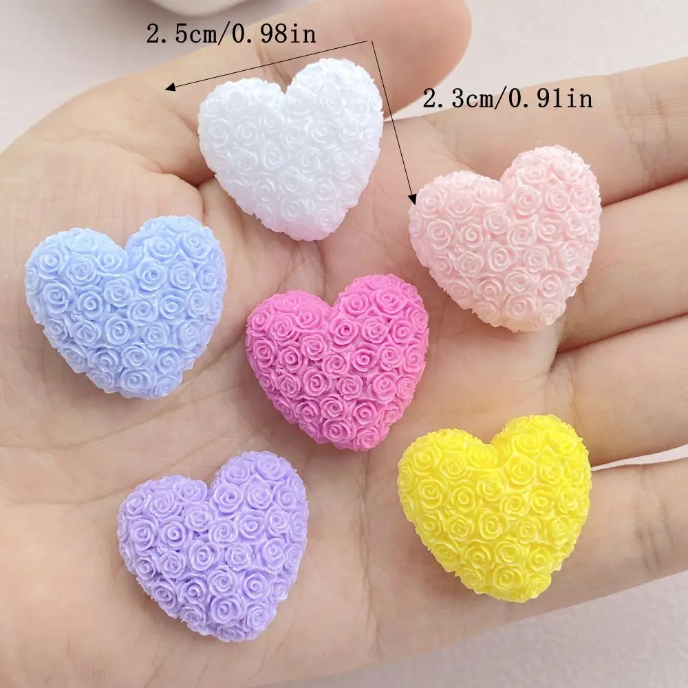 Resin Colorful Cartoon Rose love Flatback Stone 6PCS DIY Christmas Halloween Decor Figurines Scrapbook Accessories