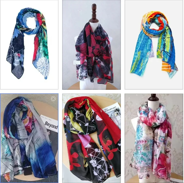 Foreign trade original single Spanish new print decorated beach fashion scarf shawl