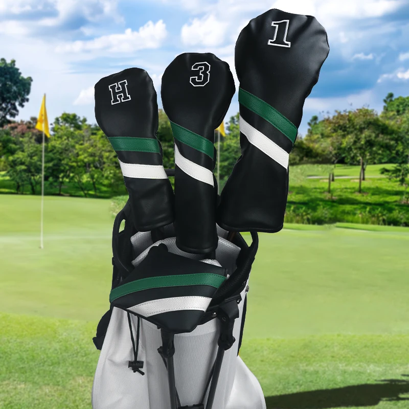 Golf Club Head Cover Black Synthetic With Green Accents Durable Protective Sleeve Golf Accessories Golf Headcover Set image 6
