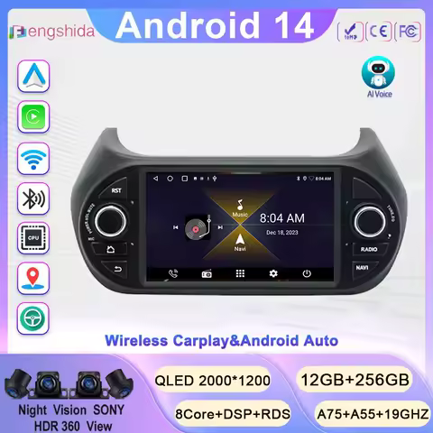 7" Android Carplay For Fiat Fiorino Qubo Citroen Nemo Peugeot Bipper 2008-2017 Auto Radio Stereo GPS Car Radio Multimedia Video