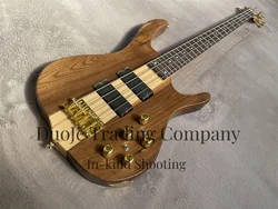 Natural Bass 5-string electric bass Maple neck through walnut body rose wood fingerboard gold bridge 24 frets