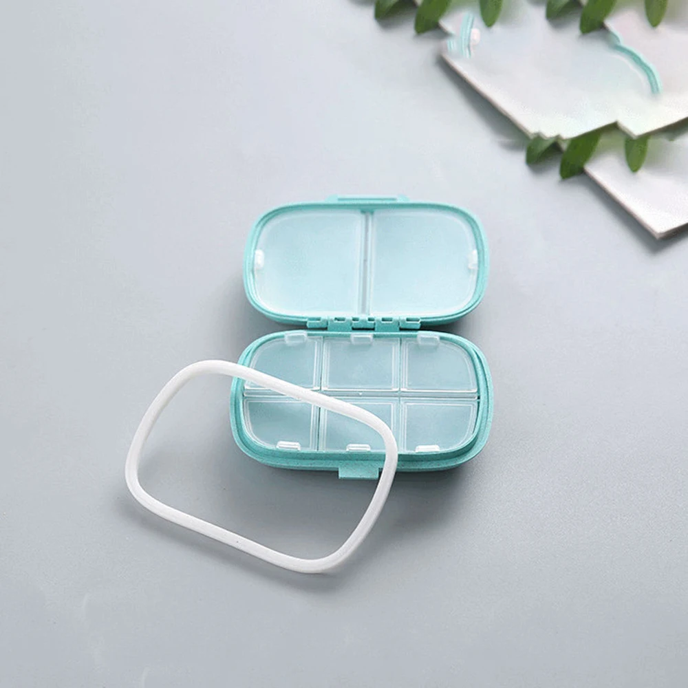 Portable 8-Compartment Sealed Medicine Box Moisture-Proof One Week Pill Box Packaging And Storage Wheat Medicine Box