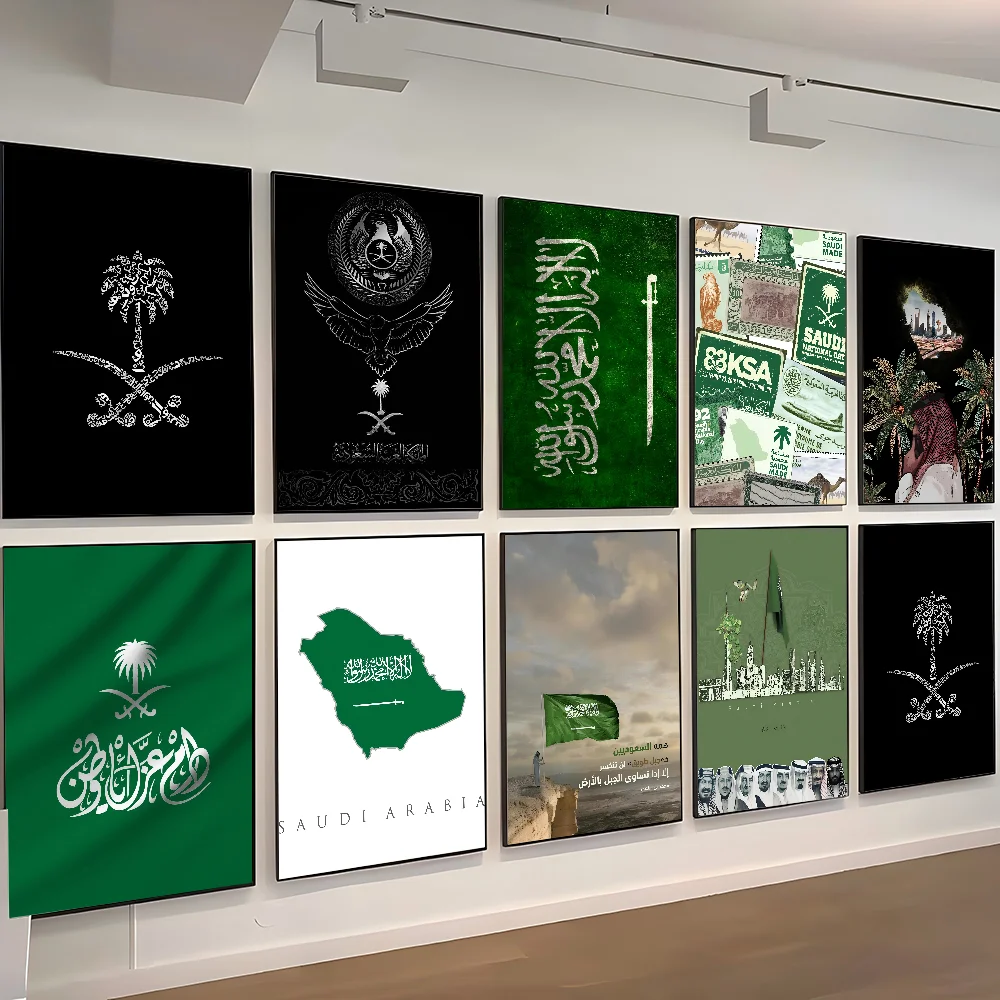 المملكة العربية السعودية العلم المشارك ذاتية اللصق الفن للماء ورقة ملصق مقهى بار غرفة جدار ديكور