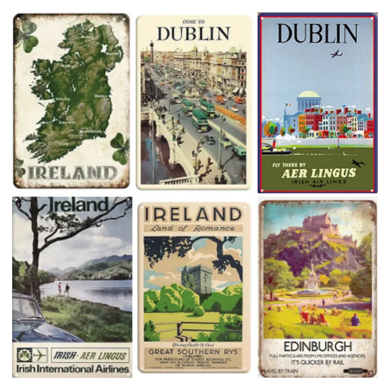 Irlanda città paesaggio targa in latta segni in metallo di londra targa decorativa in lamiera retrò per la decorazione della parete del Club di casa