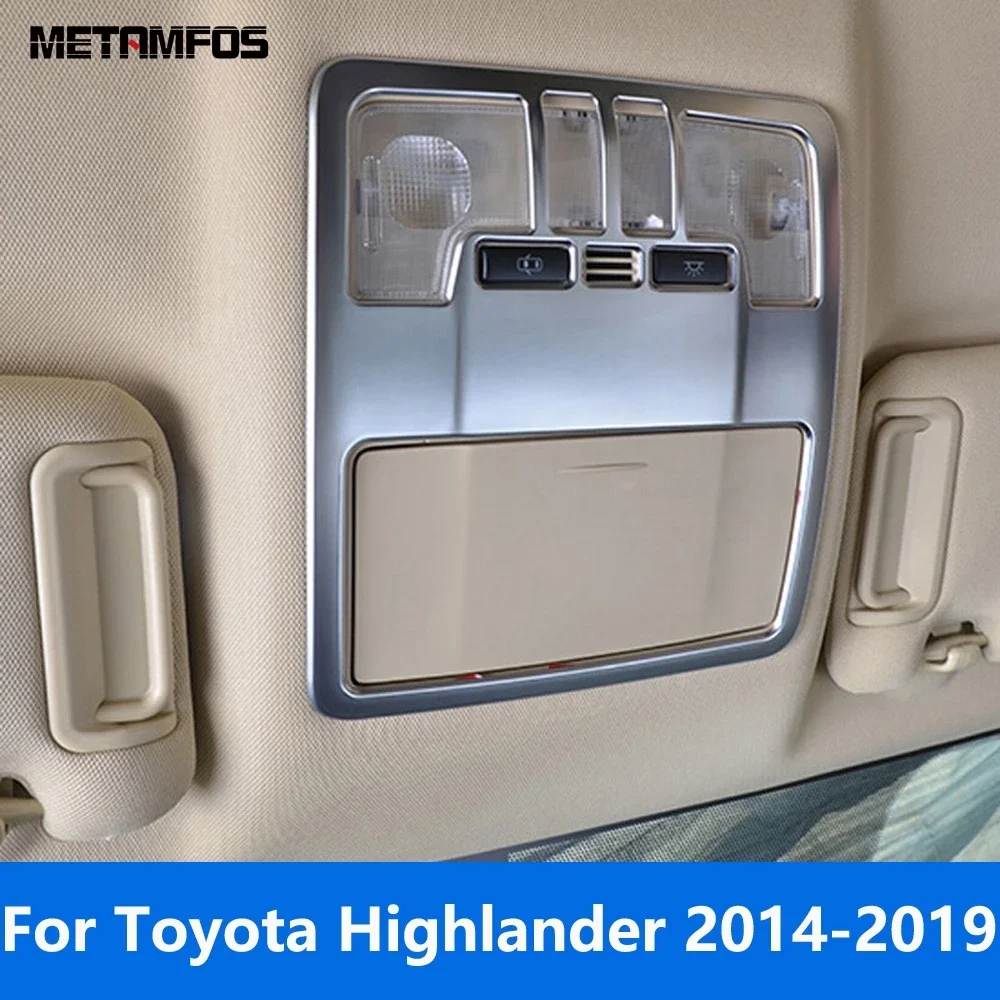 Front Reading Light Lamp Cover Trim Frame Sticker For Toyota Highlander 2014-2018 2019 Matte Interior Accessories Car Styling