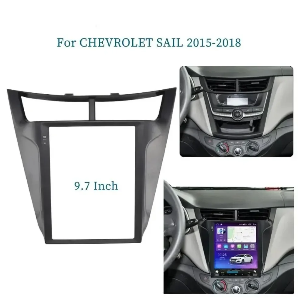 For CHEVROLET SAIL 2015-2018 9.7 Inch 2 Din Car Radio Fascias Tesla Style Multimedia Frame Video Player DVD Panel Trim