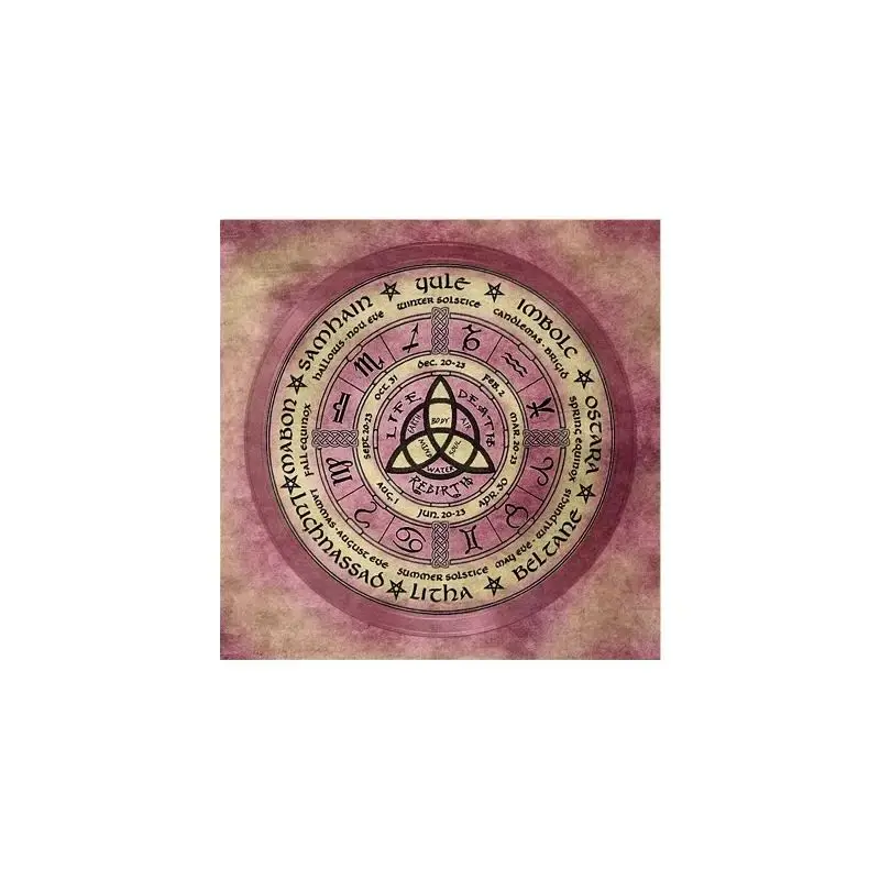 Tarot Altar Cloth Wiccan Wheel of Year Tree of Life Moon Divination Mat for Astrology Spiritual Tarot Table Decor