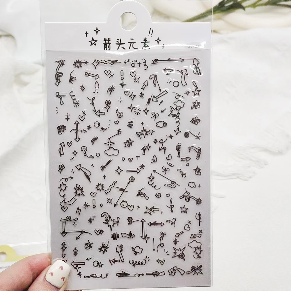 2Sheets Cute Arrow Element Sticker INS Style Decorate Decals For Fridge Notebook Luggage Laptop Phone Case PET Graffiti Sticker