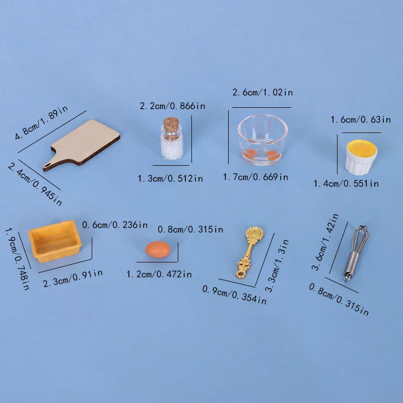 10Pcs 1/12 Dollhouse Simulation Egg Egg Beater Set Dollhouse Miniature Kitchen Decoration Toys Kit Dolls House Accessories