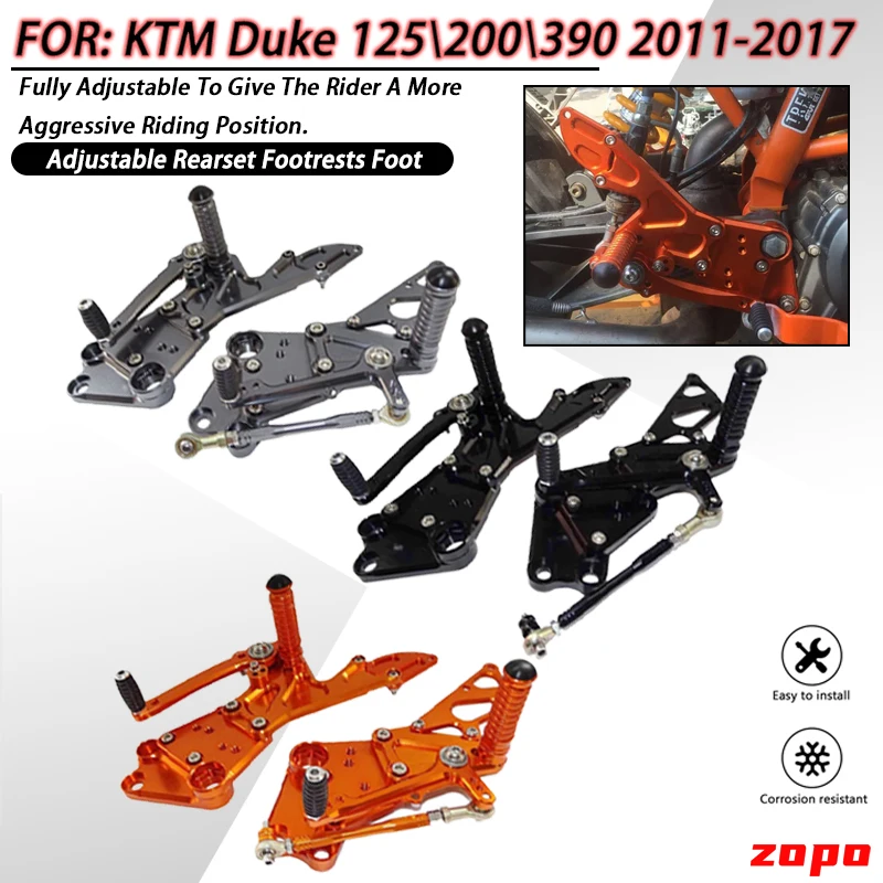 

For KTM Duke125 200 390 Motorcycle Adjustable Rearset Footrests Foot Pegs Pedal For Duke125 Duke200 Duke390 2011-2017 Foot Rests