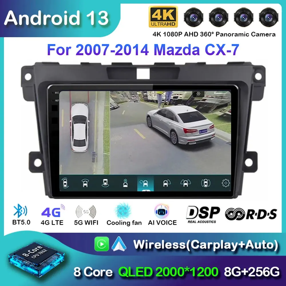 

Автомобильная магнитола для MAZDA, Android 13, для MAZDA CX-7 2007, 2008, 2009, 2010-2014, GPS-навигация, мультимедийный плеер, стерео, Wi-Fi, BT