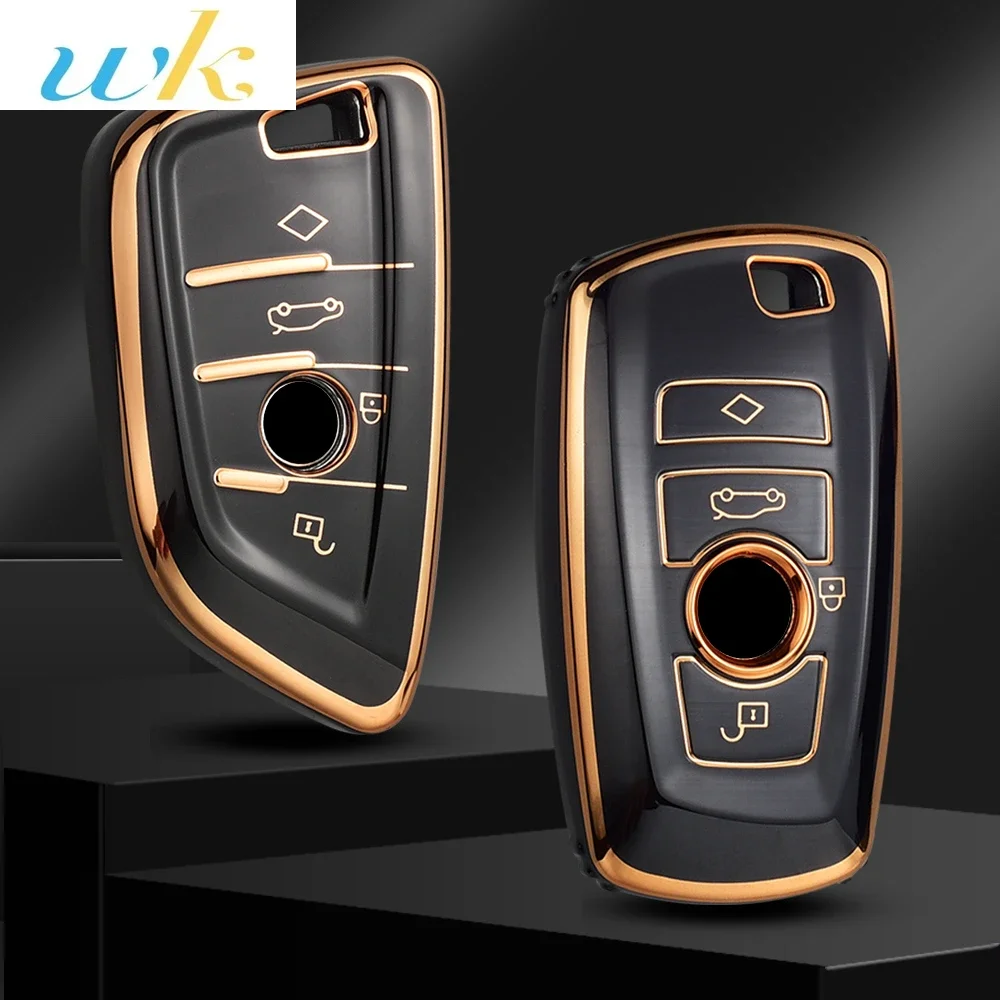 

TPU Golden Edge Style Car Key Case Cover Shell Fob For BMW X3 X5 X6 F30 F34 F10 F20 G20 G30 G01 G02 G05 F15 F16 1 3 5 7 Series