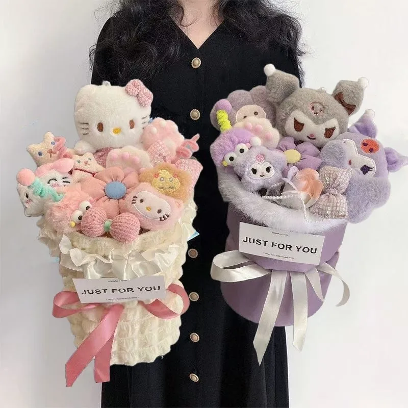 

Hello Kitty Kuromi аниме Kawaii Sanrio прекрасная кукла цветок милый букет украшения кулон подарки на день рождения игрушки для девочек