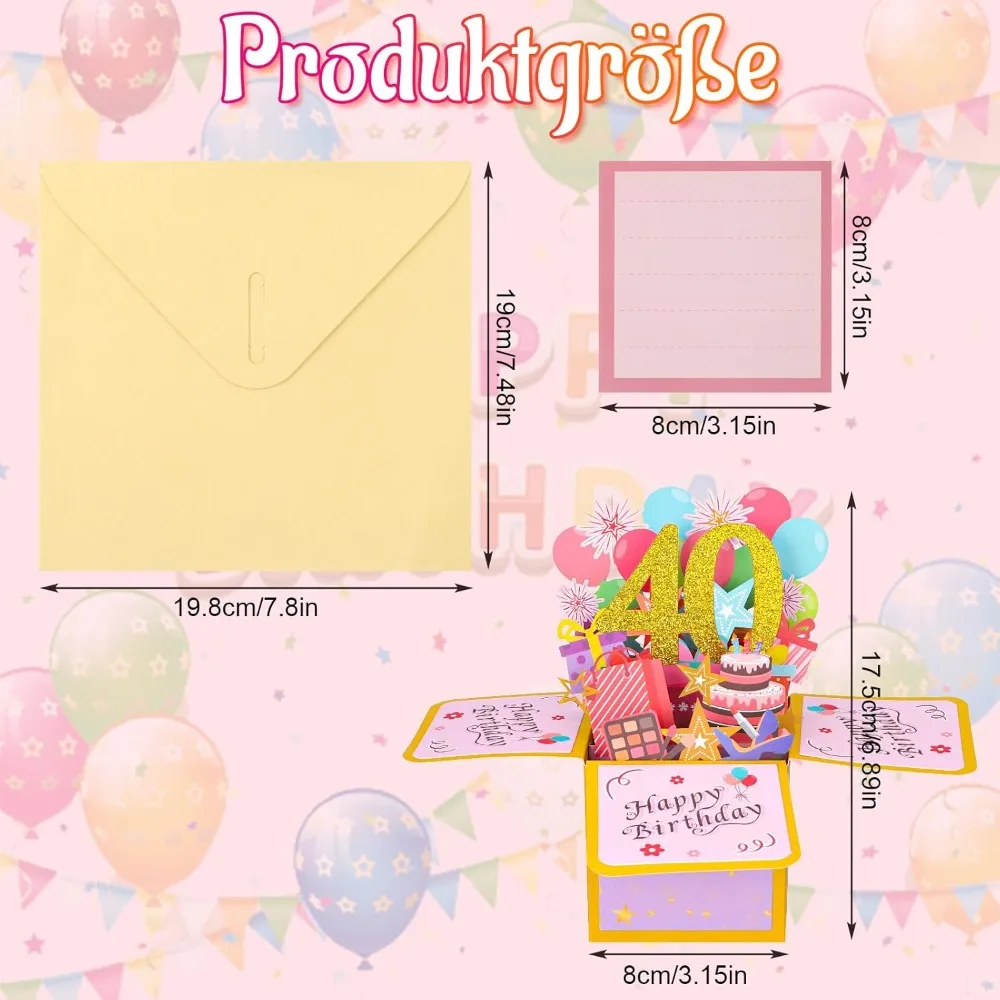 Happy Birthday Greeting Card With Envelope 3D Gift Box 18th/30th/40th50th/60th Years Old Birthday Wishes Message Card Party Gift