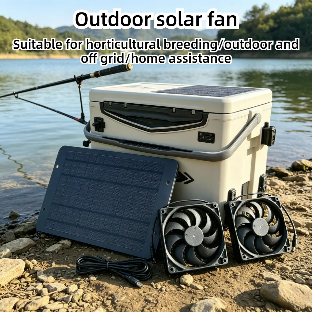High Quality Dual Fan Solar Exhaust Fan Kit Solar Panel Ventilation System for Chicken Coop Greenhouse Pet House Shed Durable