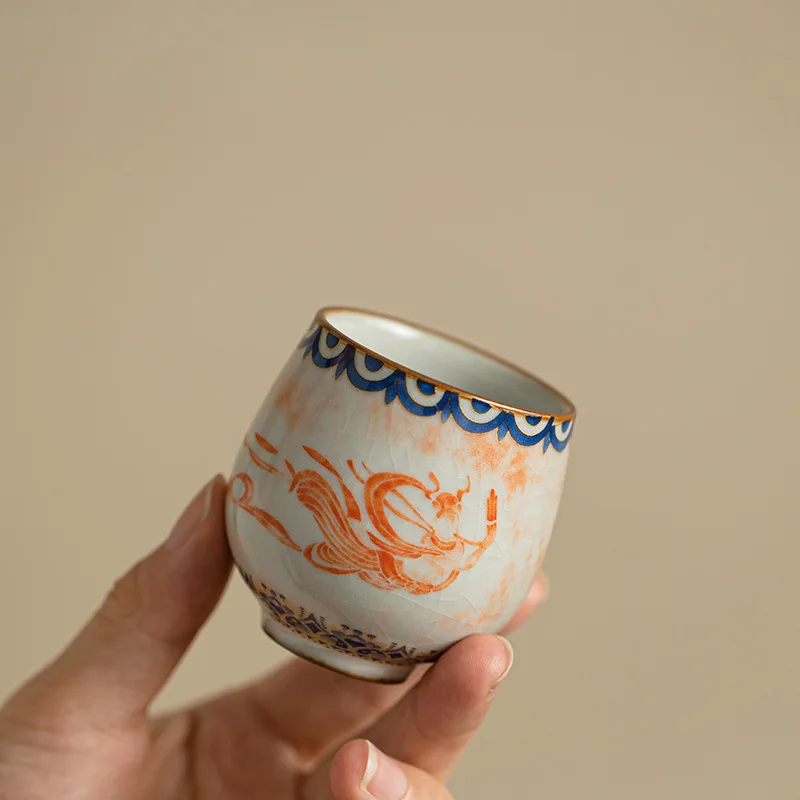 Jingdezhen Cultural and Creative Feitian Tea Cup Ceramic Tea Set Bundle Mouth Cup Fragrance Cup Host Cup Household Kung Fu Tea
