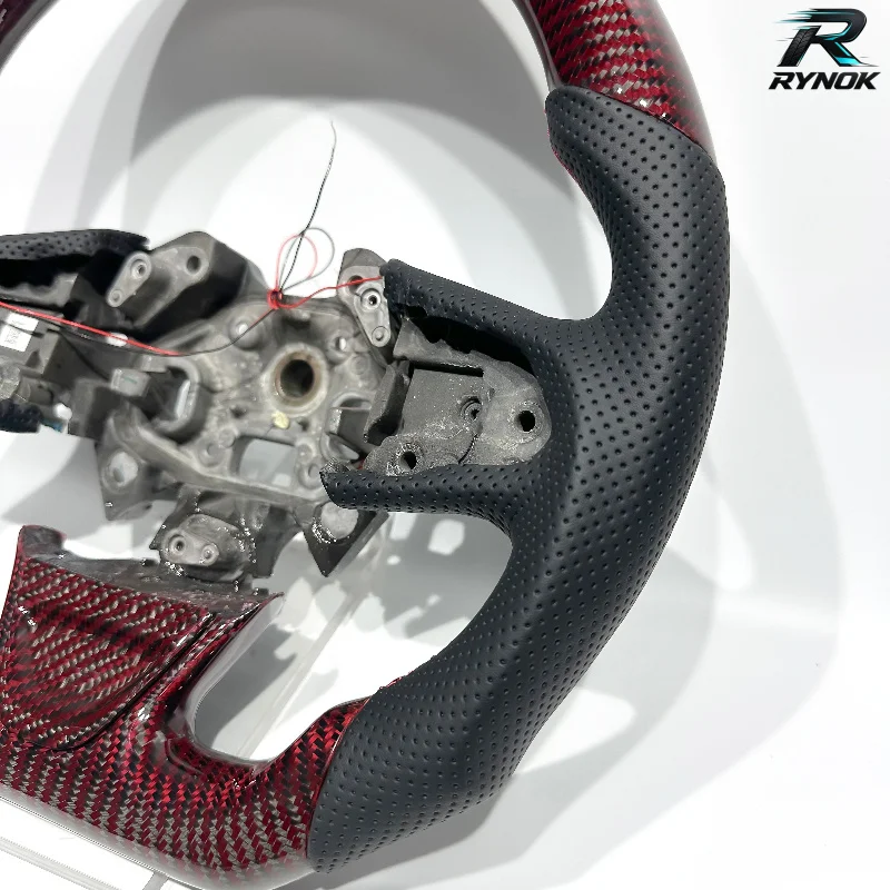 Dark Red Carbon Fiber Sport Racing Steering Wheel Renault RS 3 Diy Color Trend for Megane 3 with Perforated Leather