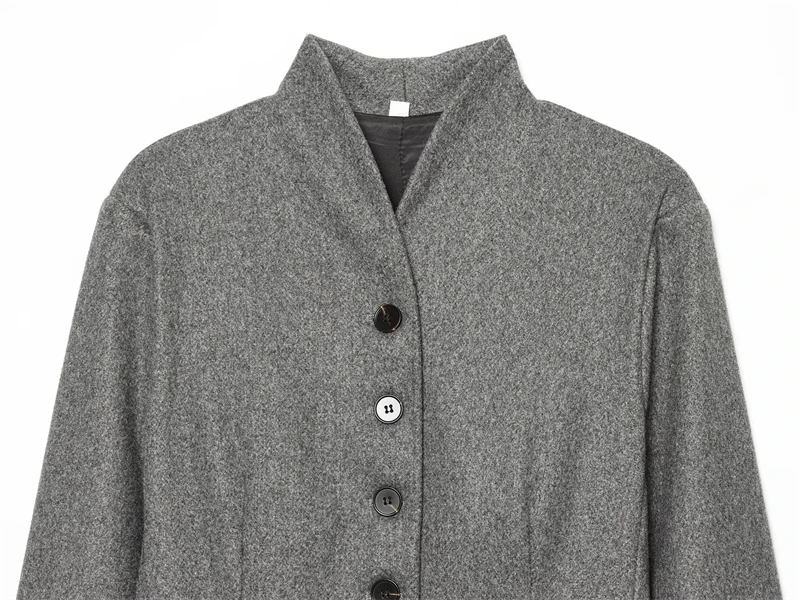 Guobioziy 2026 Fall Women's Wool Long Coat with Stand Collar Single-Breasted Waist-Defining Subtly Luxurious and Elegant