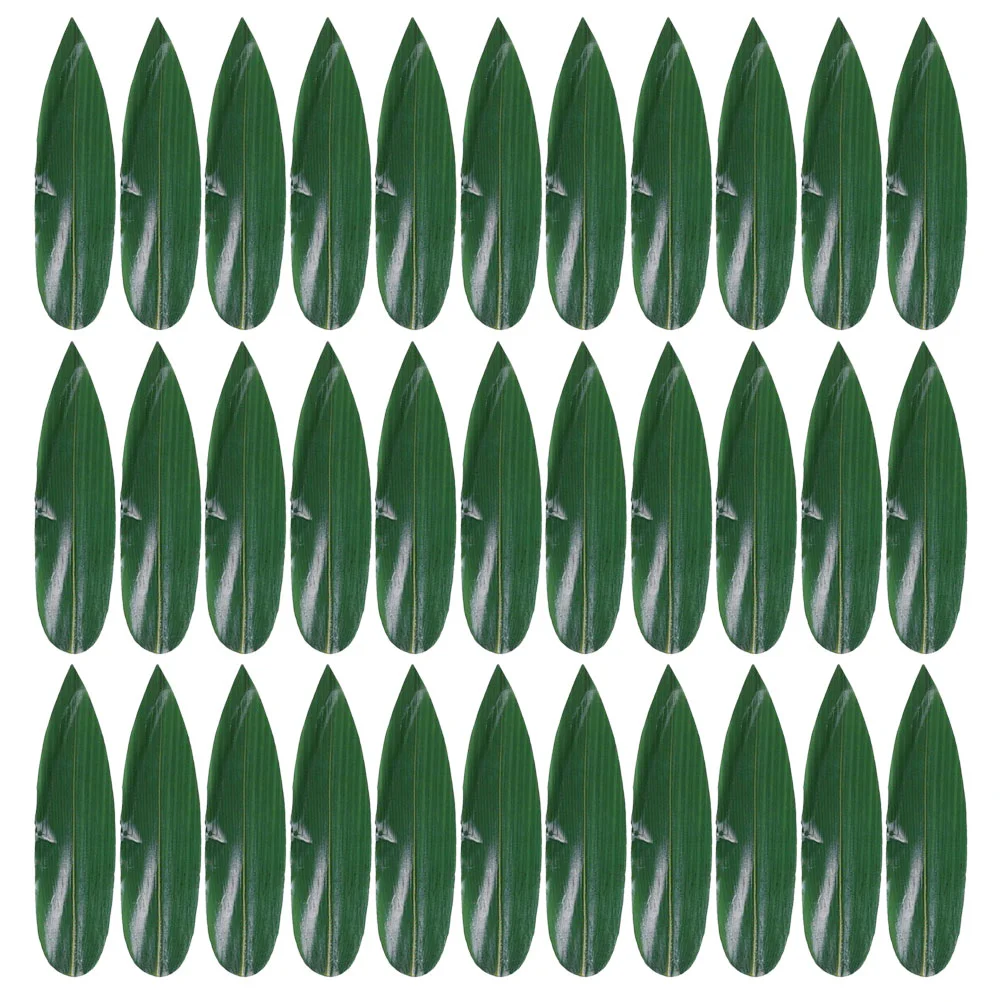 100 Pcs Sushi Bamboo Leaves Japanese Food Mat Fake for Dish Decor Toy Sashimi Decorative Leaf Cold Ornament Shape