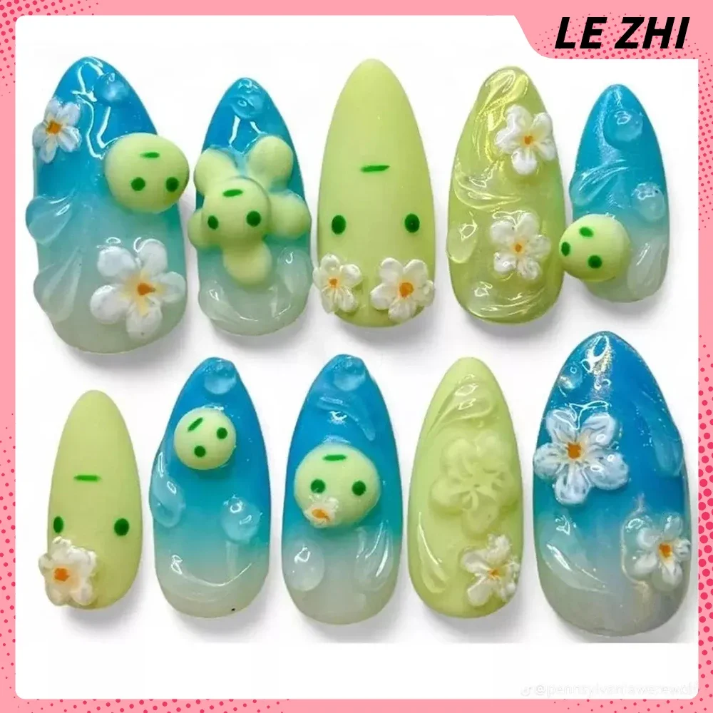 3D Cartoon Rilakkuma Pinching Press On Nails Art Stickers Cute Cat Rabbit Bear Animals Shape Customizable JapanSeries Fake Nails
