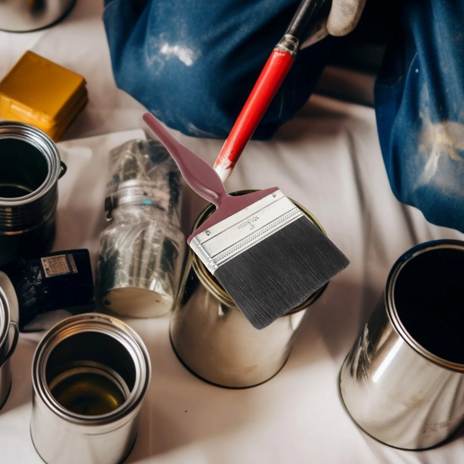 فرشاة طلاء كبيرة لسطح السفينة وصمة عار الخشب سياج جدار السقف الطابق طلاء 6 بوصة شقة رئيس الخشن فرشاة تطبيق سلس المنزل