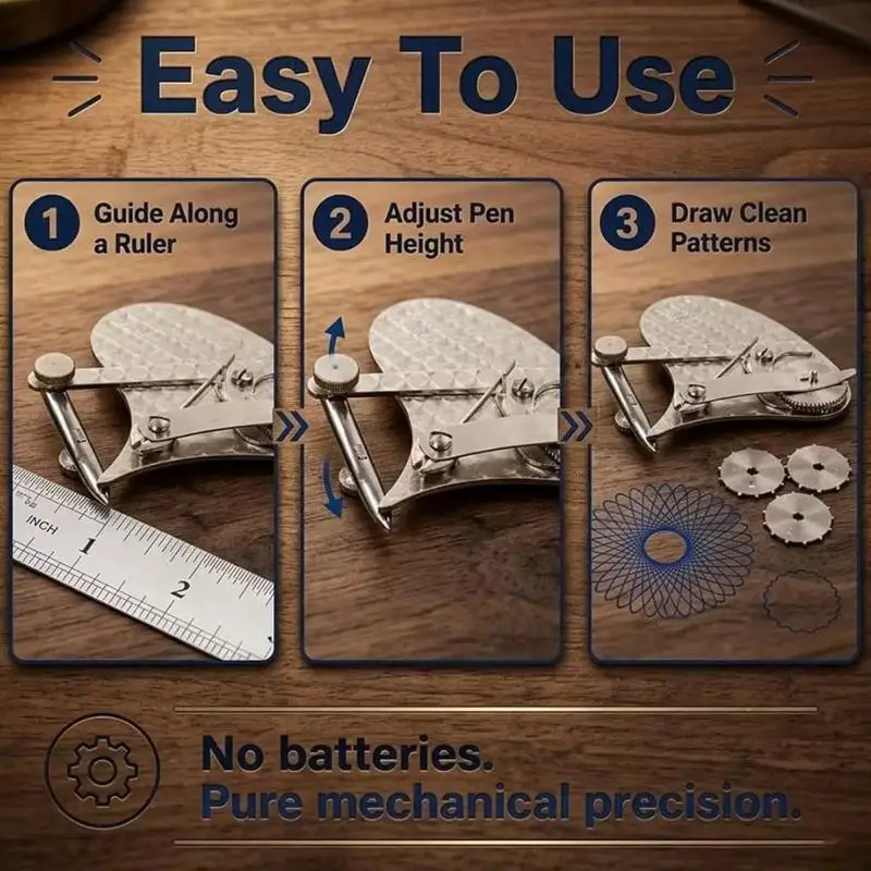 Vintage Precision Dotting Pen Set Dual Mode Mechanical Gear Train Ruling Pen Roller Wheel Drawing Dashed Lines Scriber
