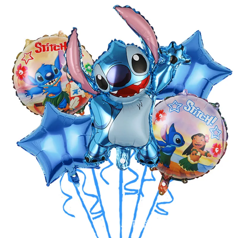 Juego de globos de aluminio para fiesta temática Kawaii de Disney Lilo & Stitch, decoración para fiesta de cumpleaños para niños y niñas, juguete para regalo, 5 uds.