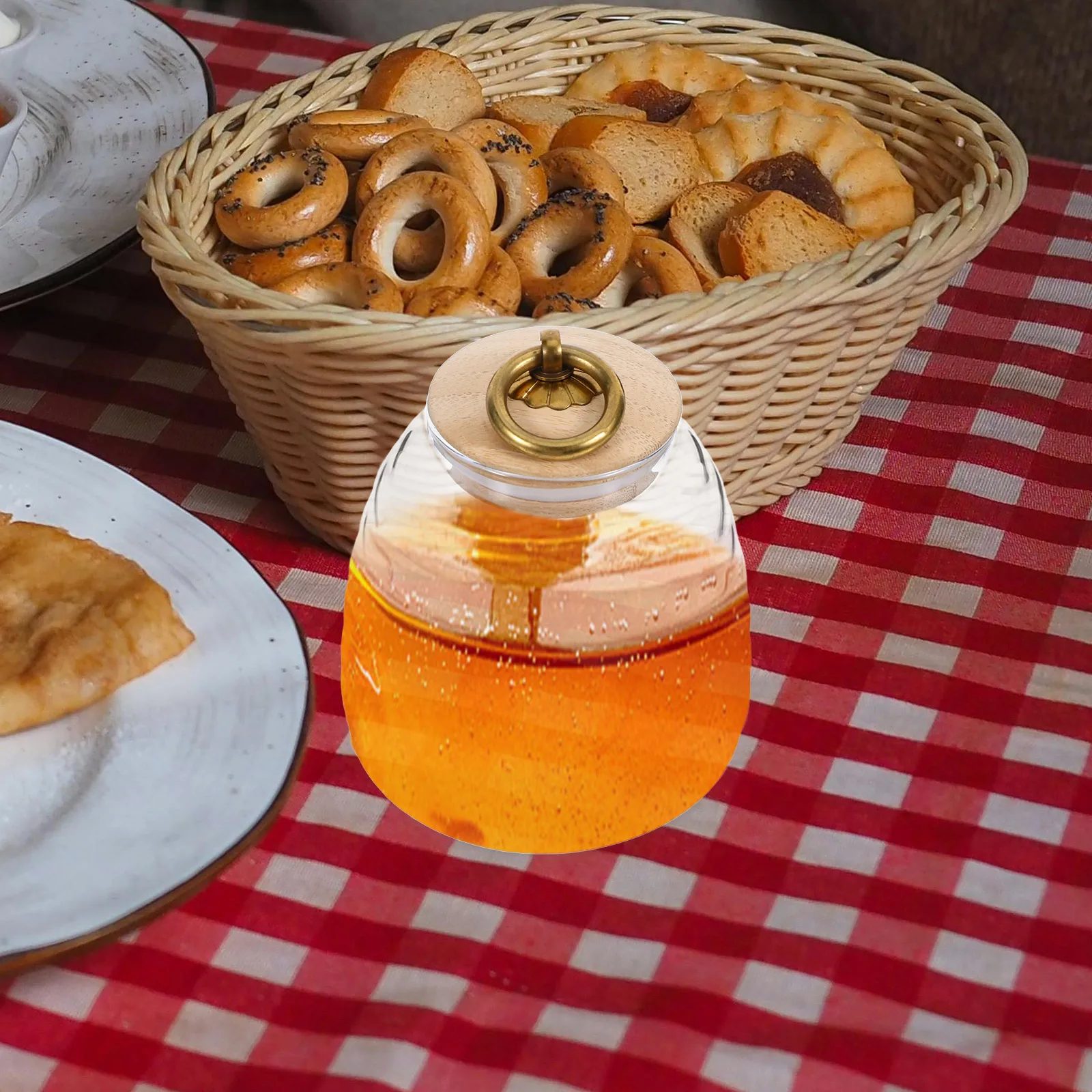 

Transparent Sealing Container Food Storage Glass Pot with Lid Kitchen Syrup Dispenser Safe Practical Traditional