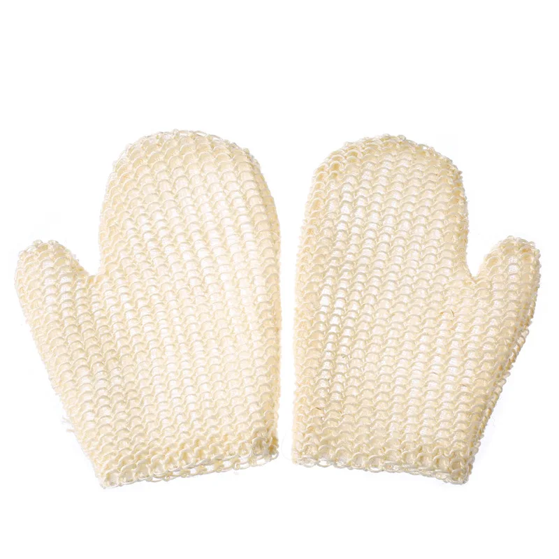 Five Fingers Bath Gloves Flax Natural Sisal Household Shower Scrub Body Wash Gloves Bath Sponge for Spa Shower Soap Foam