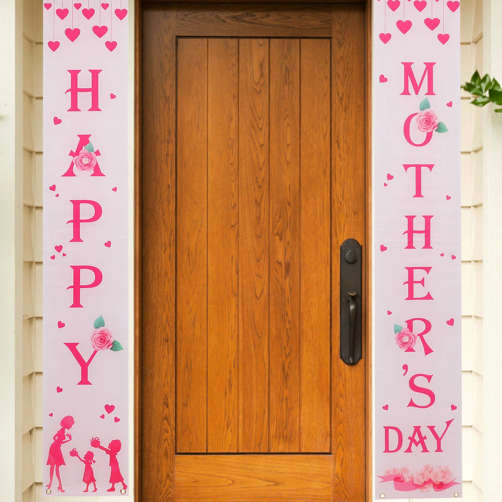 

1Pair Door Curtain Bright Color Mother's Day Party Door Curtains Hanging Indoor Outdoor Supplies Photo Backdrop
