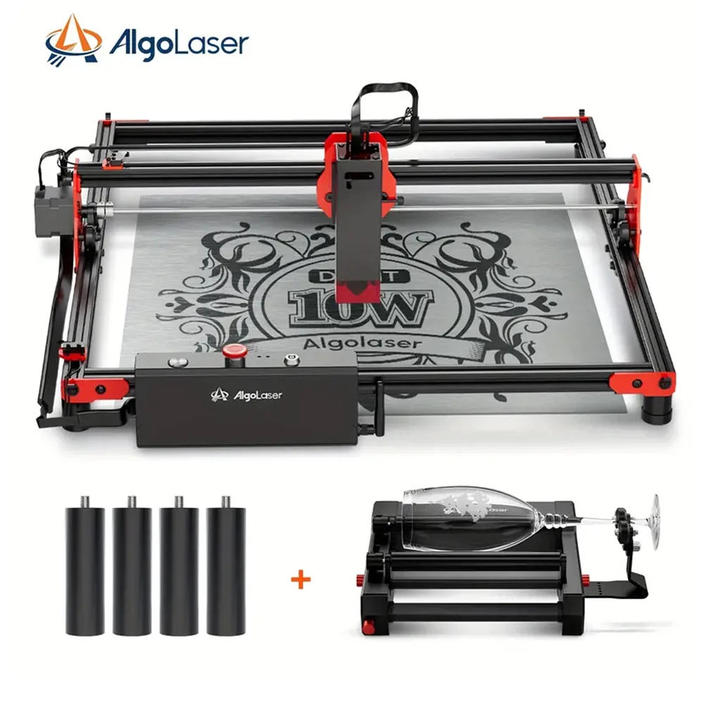 AlgoLaser Laser Engraver DIY KIT Y-axis Laser Rotary Roller Desktop Engraving Cutting Cutter Machine Metal Woodworking 400x400mm