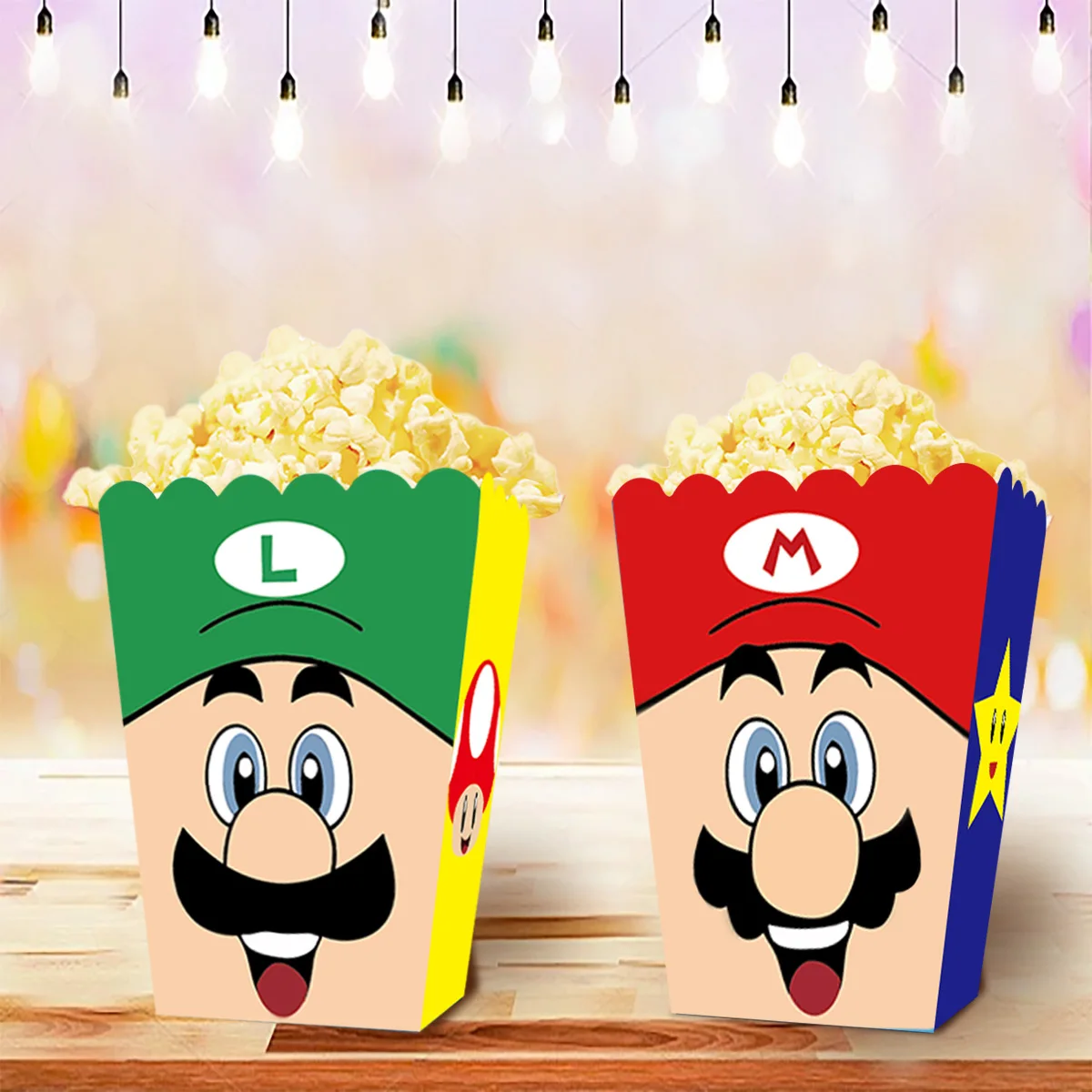 Super Mario Popcorn Box Birthday Party Decor Mario Bros Gift Box Cookies Chocolate Candy Box Baby Shower Kids Favors Supplies