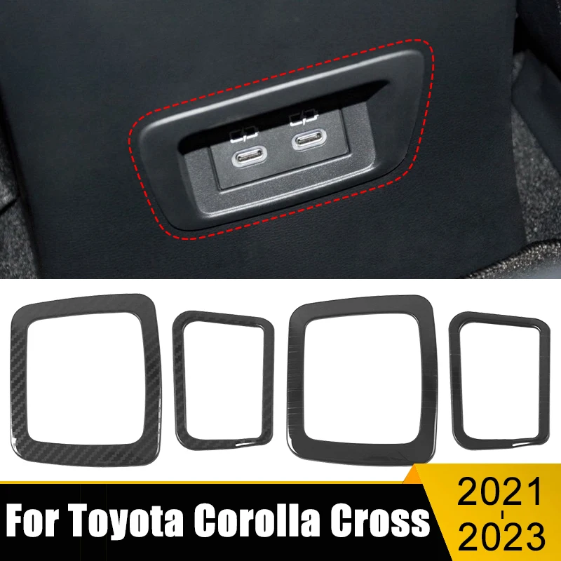 

Stainless Car Rear Air Conditioning Vent Outlet USB Frame Cover Trim Sticker For Toyota Corolla Cross XG10 2021 2022 2023 Hybrid