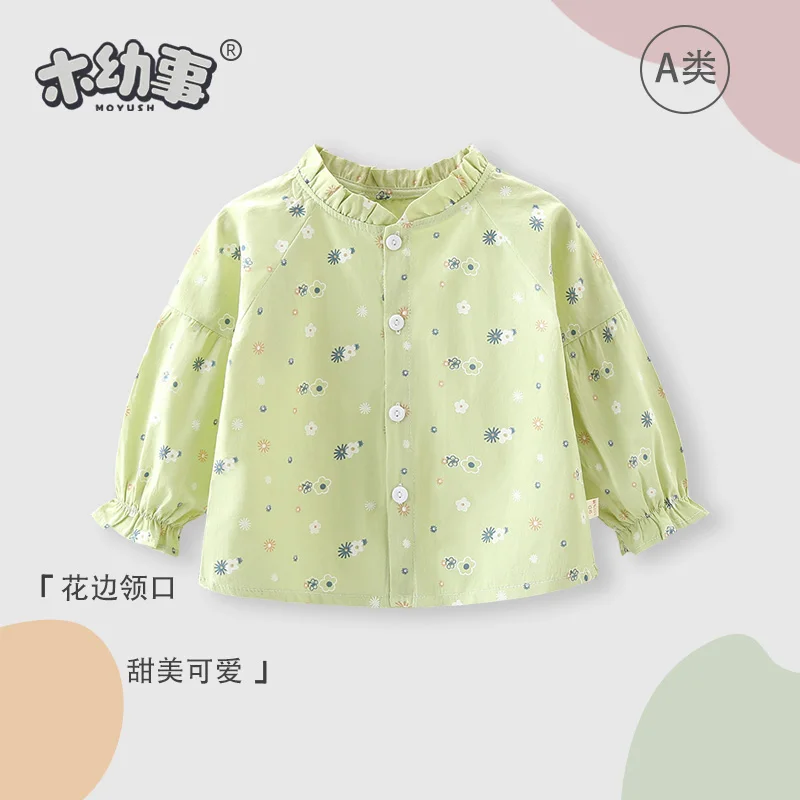 Girl baby coat doll shirt 100% pure cotton spring and autumn style Western style children's floral cardigan top