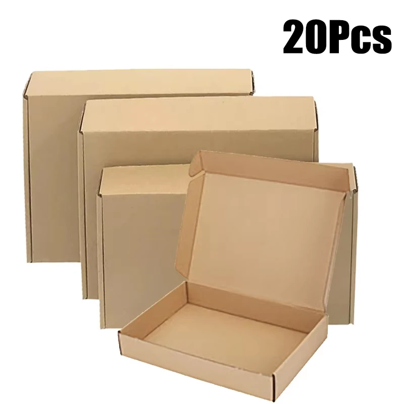 20Pcs Express Box Express Box Mailers Paper Corrugated Board Package Storage Brown Cartons Shipping Packing And Mailing Boxes