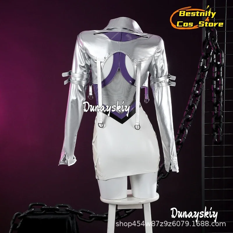 CosplayNaraka: Bladepoint Viper Ning Shermie Cosplay Costume PU leather Jacket+Hip Wrap Dress Anime Viper Ning Role-play Girl co