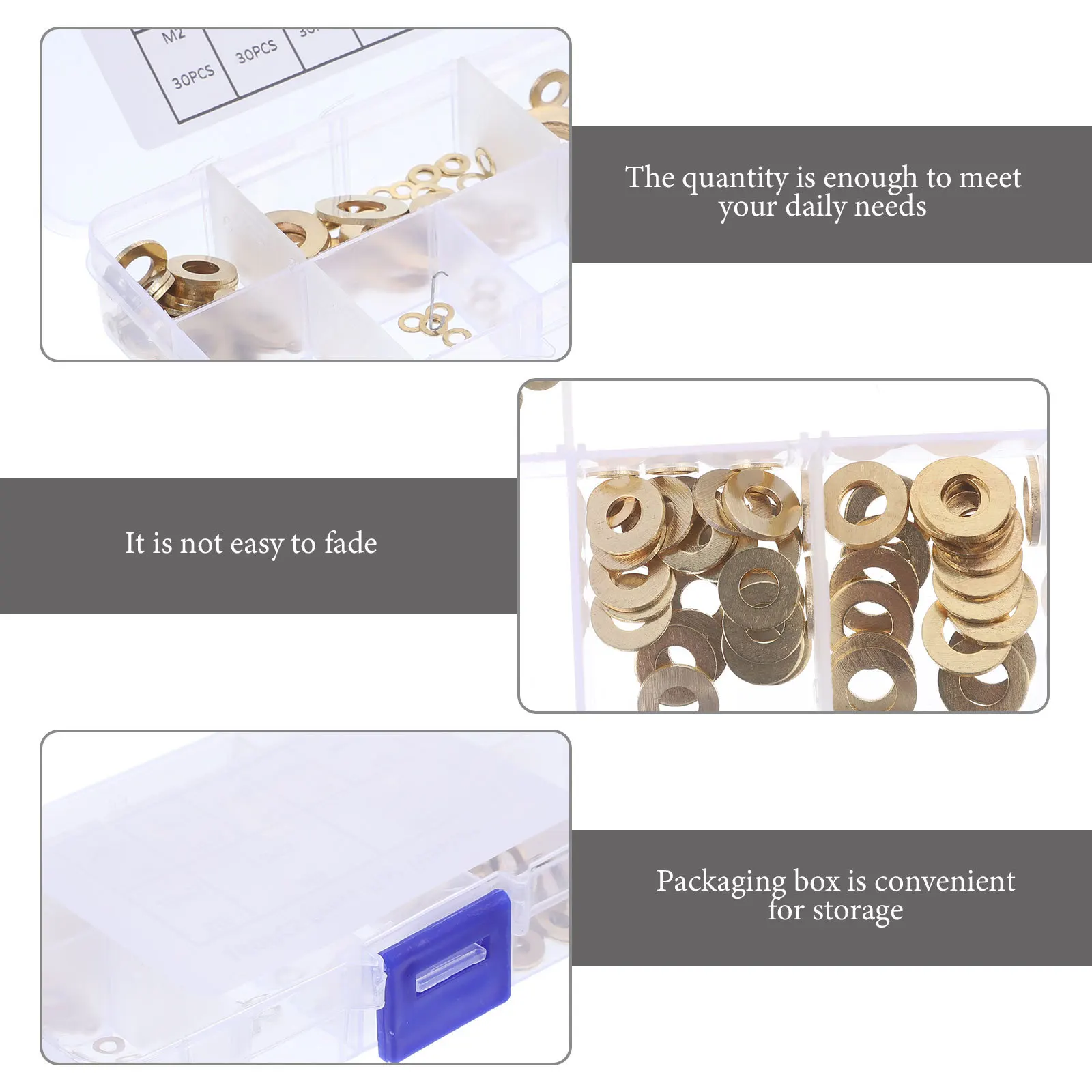 

180pcs Copper Flat Washers 5M 3M 4M 6M 8M 10M Durable Metal Gaskets For Repair Washers Assortment Kit Fasteners