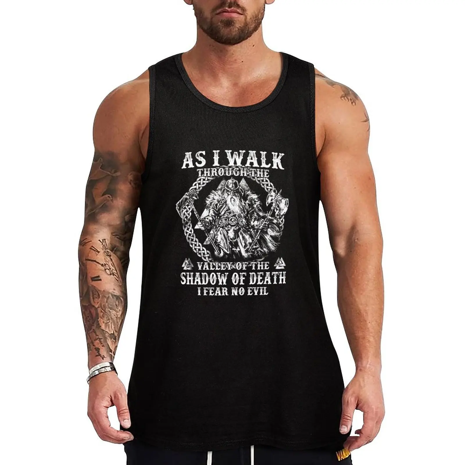 Camiseta con texto en inglés As i Walk Through The Valley of The Shadow of Death i Fear no Evil Tshirt-4500 Tank Top sleeveless