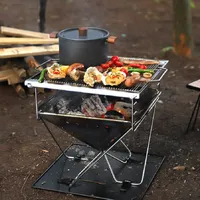 Camping Stove New Arrival Outdoor Stainless Steel Foldable Wood Stove Portable Barbecue Grill Picnic Burning Platform Grill