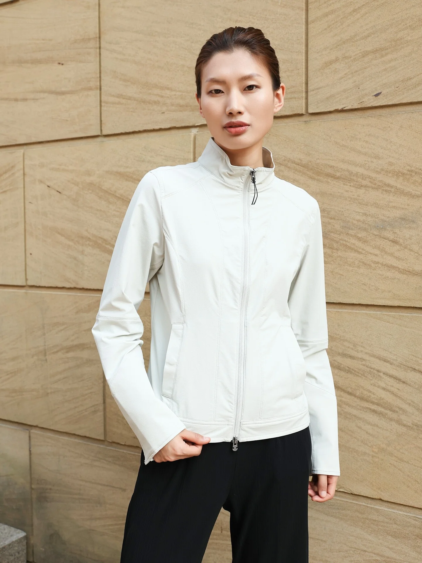 

Sporty Casual Style Women's Jacket Outdoor Hiking Workwear Pants Jacket Stand Collar Windproof Spring Long Sleeve Zipper