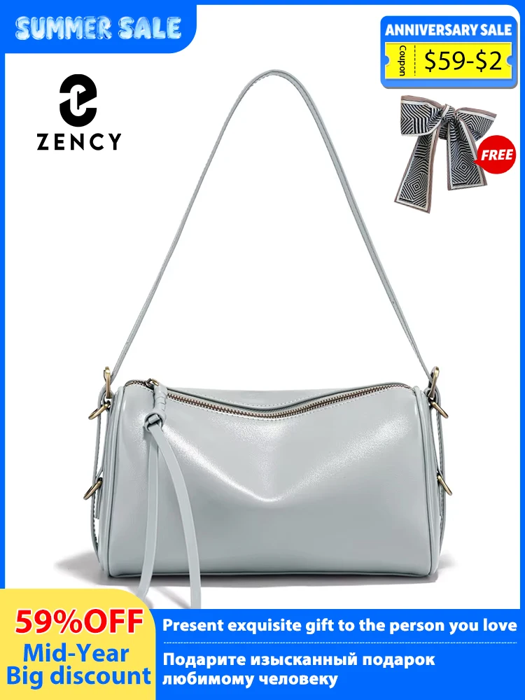 

Zency Women's Genuine Leather Crossbody Bag 2026 New Fashion Single Shoulder Purse Cowhide Satchel Pillow Design for Commuter