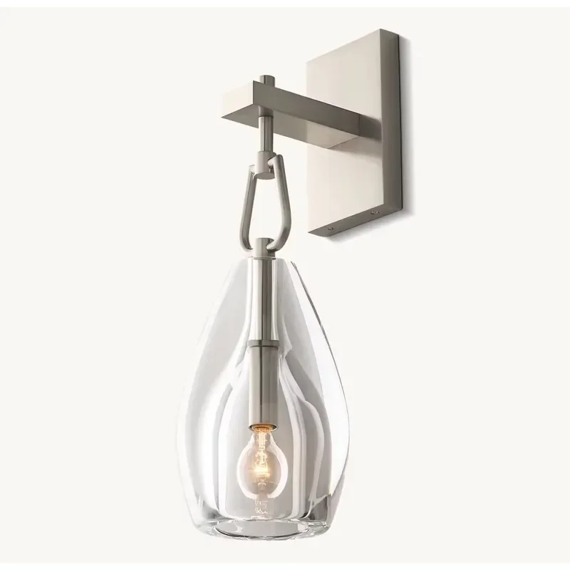 Modern Iron Crystal Wall Lamp for Living Room Background Wall Bedside Botanist Flute Sconce Halogen Bulbs Minimalist