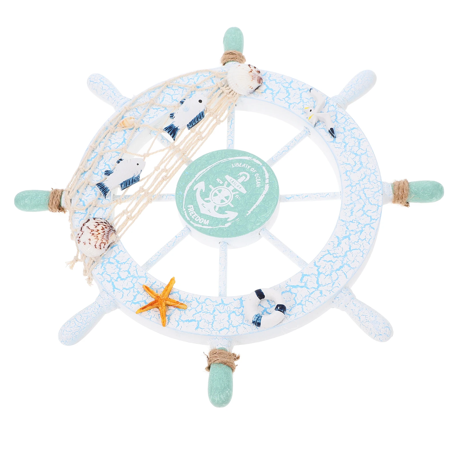 

Wooden Rudder Decoration Sail Boat Decorations Nautical Steering Wheel Decorate Decorative Ship for Home