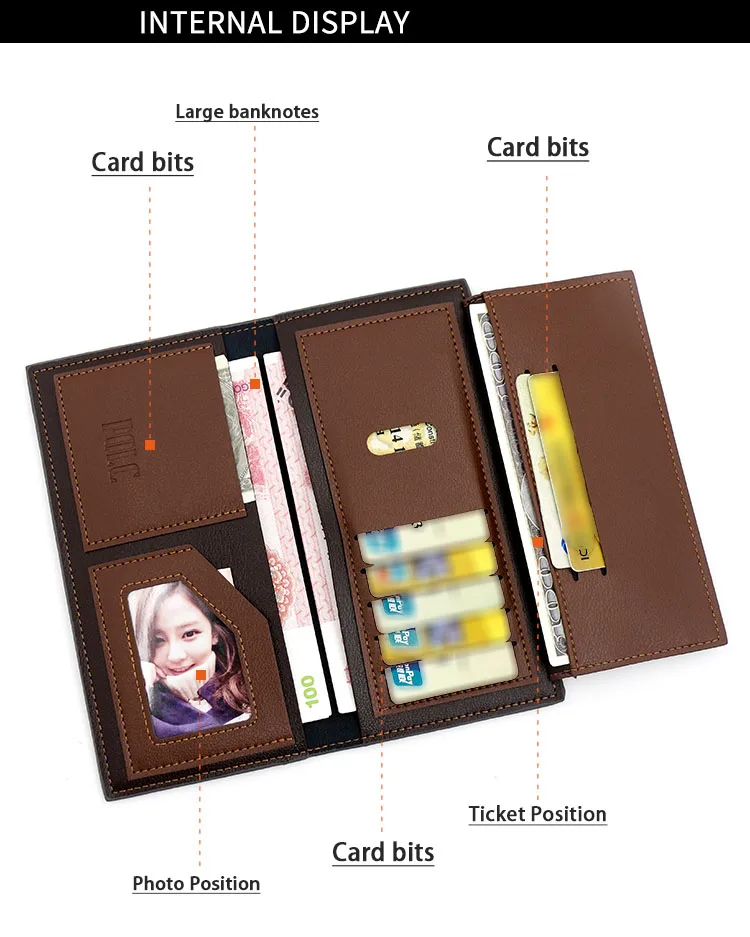 กระเป๋าสตางค์ผู้ชายแบบใหม่ สไตล์มินิมอล ลด 30% สีพื้น กระเป๋าสตางค์ผู้ชายทรงยาว กระเป๋าใส่บัตร